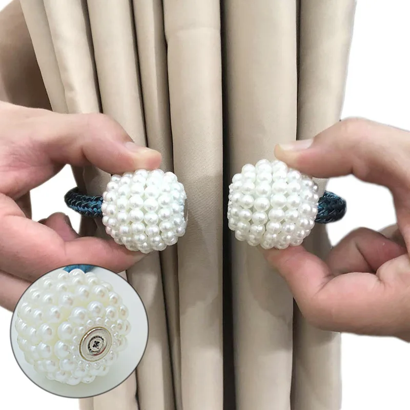 Tieback-Buckle-Clips Curtain-Accessories Hanging-Ball Pearl Magnetic Home-Decor 1x