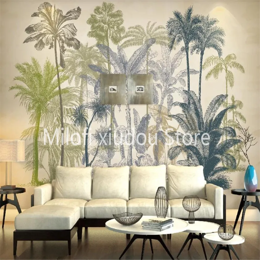 

Milofi custom 3D wallpaper mural tropical rainforest plant retro rainforest living room bedroom view wall decoration painting