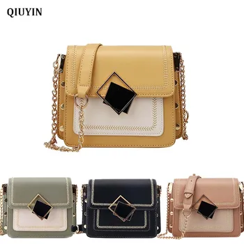 

QIUYIN Fashion Simple Small Square Bag Women's Designer Handbag 2020 High-quality PU Leather Chain Mobile Phone Shoulder Bags
