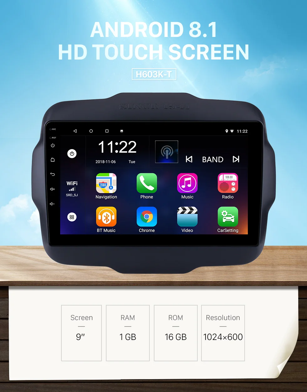 Harfey 2Din Android 8,1/7,1/6,0 9 "GPS автомобильный радиоприёмник для 2016 Jeep Renegade 4-Core WIFI мультимедийный проигрыватель сенсорный экран автомагнитолы