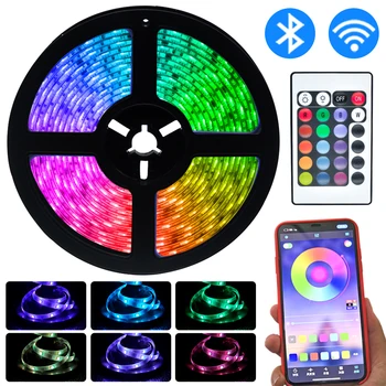 

LED Strips Light DC 12V Luces LED RGB 5050 Flexible Diode Ribbon Tape Waterproo Remote Full Set Waterproof Lighting Home Decor