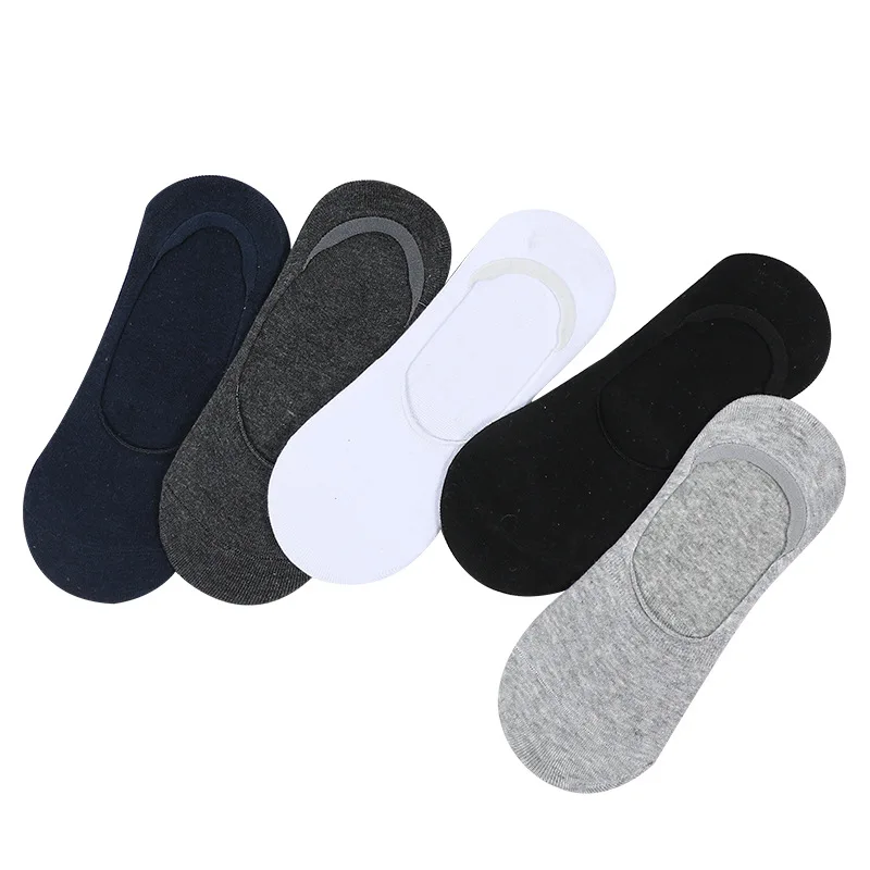 5 Pairs/batch Fashion Boat-shaped Men's Socks Summer And Autumn Silicone Breathable Invisible Cotton Socks Ankle Slippers Socks