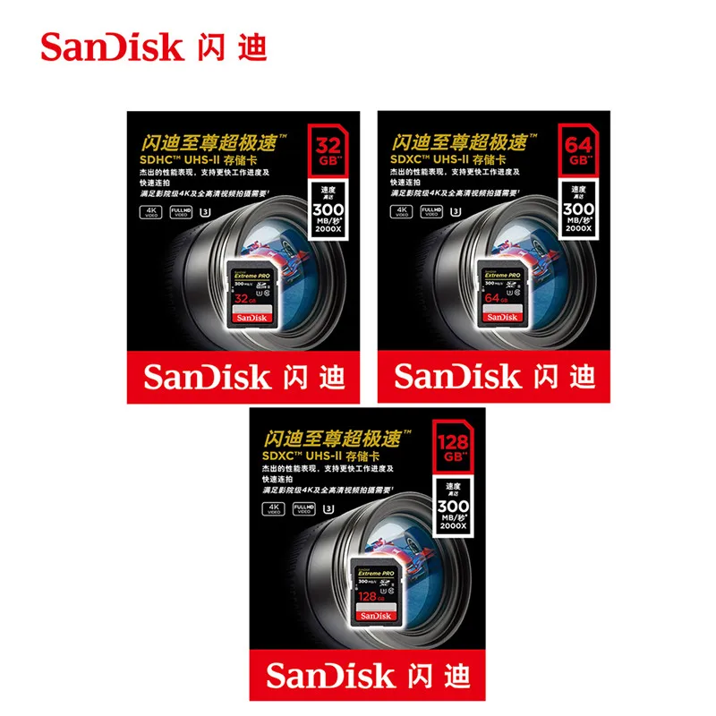 SD Карта SanDisk Extreme Pro 32 ГБ 128 64 300 МБ U3 4K класс 10 карта памяти флэш SDXC SDHC|Карты памяти| |