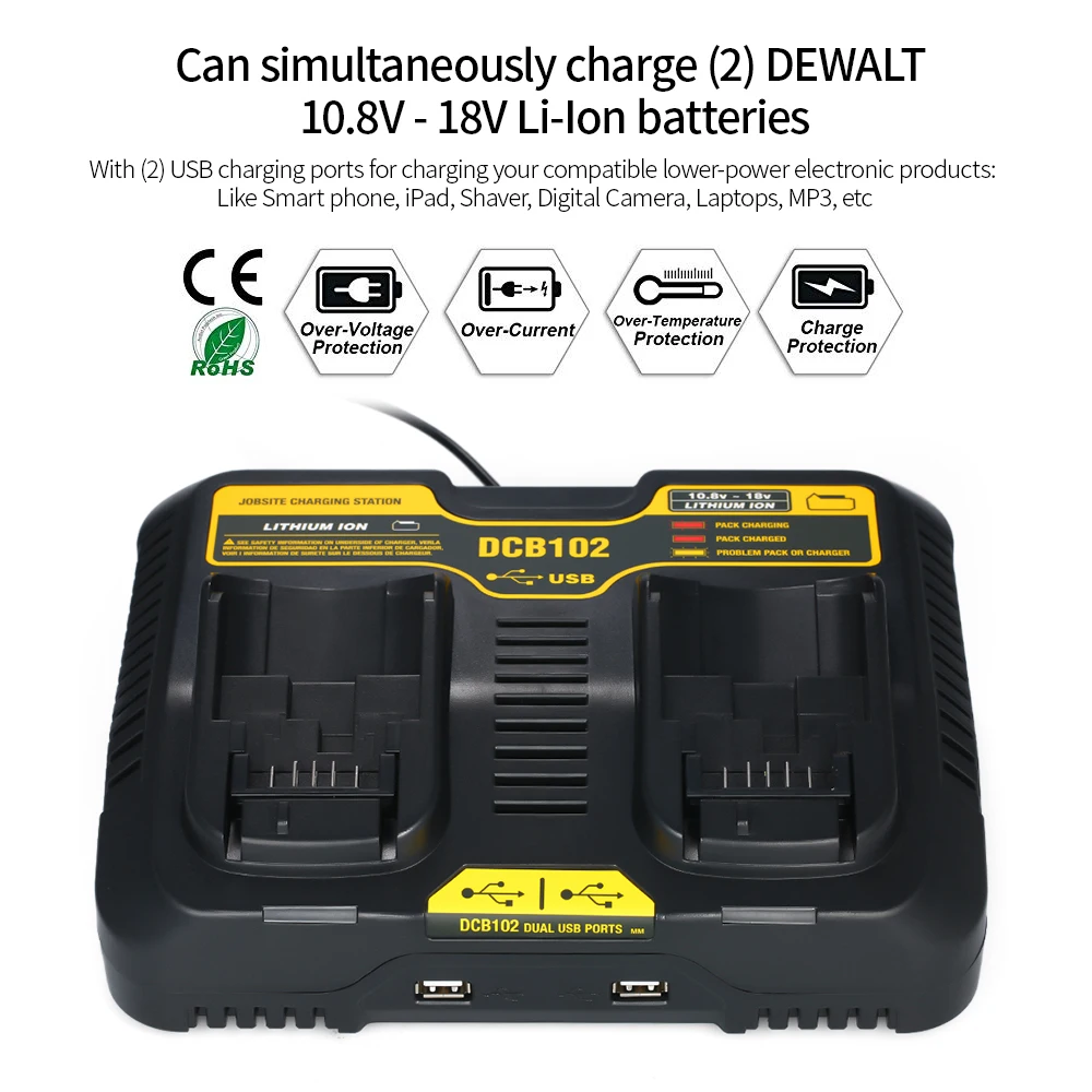 Сменное зарядное устройство DCB102 для DEWALT зарядная станция с максимальным