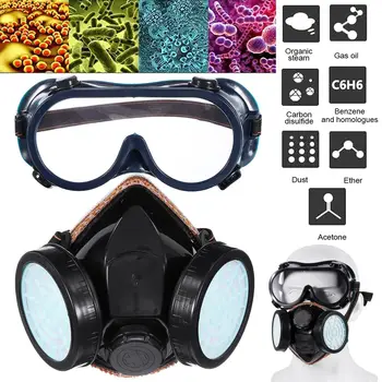 

Half Face Painting Spraying Respirator Anti Dust Chemcial Safety Work Gas Mask Safety Work Filter Dust Mask With Safety Goggles