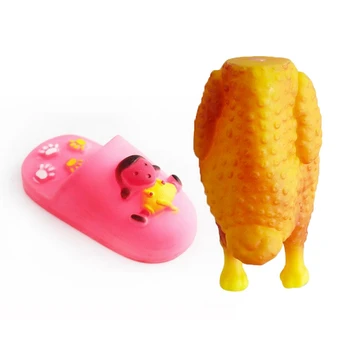 

1 Pcs Pet Funny Playing Small Slippers Reflected Sound Toys & 1 Pcs Dog Toys Simulation Silicone Roasted Chicken Toys