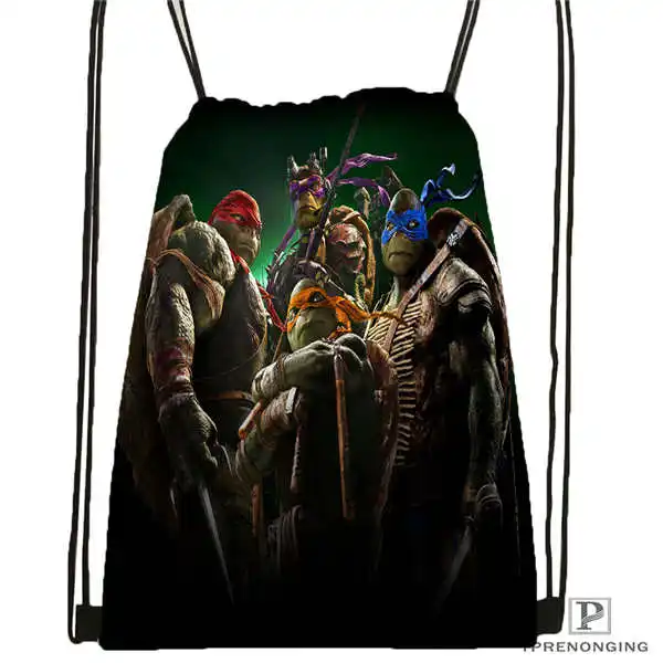 Drawstring Backpack Пользовательские Черепашки-ниндзя, походная сумка на шнурке, милый рюкзак для детей(черная спинка) 31x40 см#180531-04-38 - Цвет: Drawstring Backpack