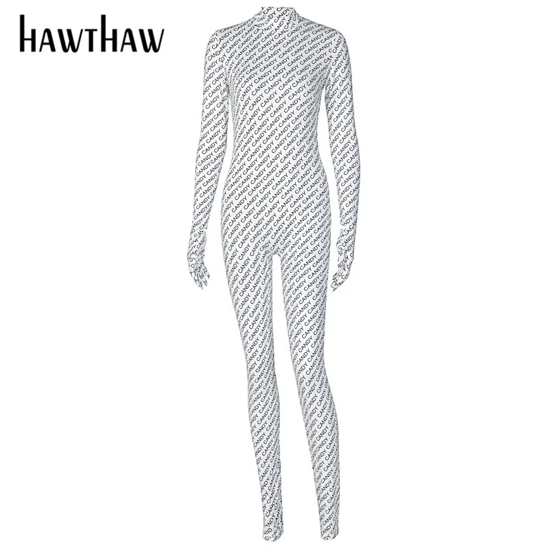 Hawthaw Women Autumn Long Sleeve Letter Printed Bodycon Fitness Streetwear Fashion Jumpsuit Romper Playsuit Fall Clothes Aliexpress