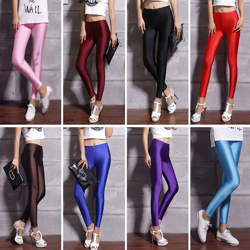 Women Shiny Pant Leggings Hot Selling Leggings Solid Color Casual Trousers Fluorescent Spandex high Elasticit Shinny Legging