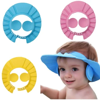 

Children Waterproof Cap Safe Baby Shower Cap Kids Bath Visor Hat Adjustable Baby Shower Cap Protect Eyes Hair