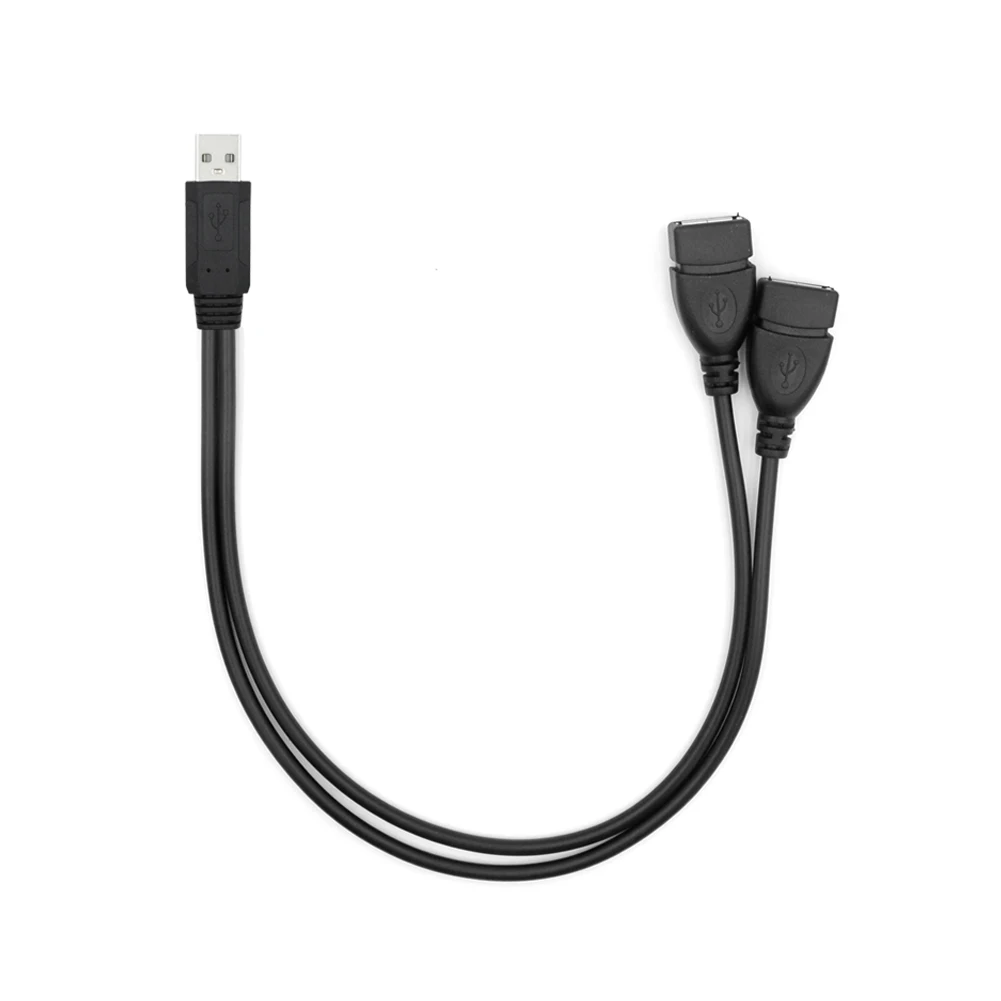 black 39 см Usb Удлинительный Кабель USB 2,0 A Мужской к двойному женскому разъему Y разветвитель Шнур питания Кабель-адаптер для зарядки данных для Hdd pc tablet - Цвет: black