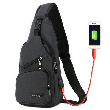 Bolso de hombro bandoleras con carga por USB para hombre, bandolera informal, bolsa de viaje de alta calidad, 2020