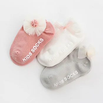 

3Pairs/Sets Cute Floral Cotton Newborn Baby Kids Girls Toddler Socks Lace Ruffle Frilly Cotton Low Ankle Mesh Anti-slip Socks