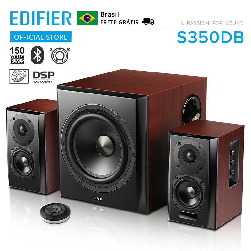 

EDIFIER S350DB Caixa de Som Bluetooth aptX Subwoofer de 8" com cone de alumínio de 3.5"Ideal para TV, PC e Notebook