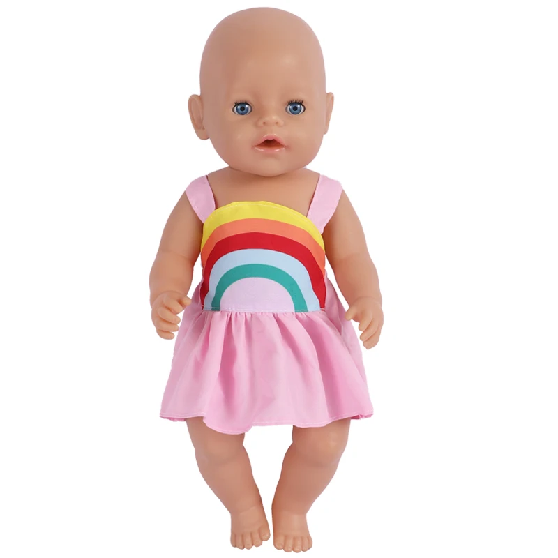 18 Inch Doll Clothes Rainbow Dress American Girl Doll Accessories 43 cm Reborn Born Girl Gifts Supplies
