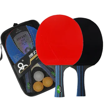 

Table Tennis Bat Racket Long Short Handle Ping Pong Paddle Bat Practice Pimples In With 3 Balls Carry Bag