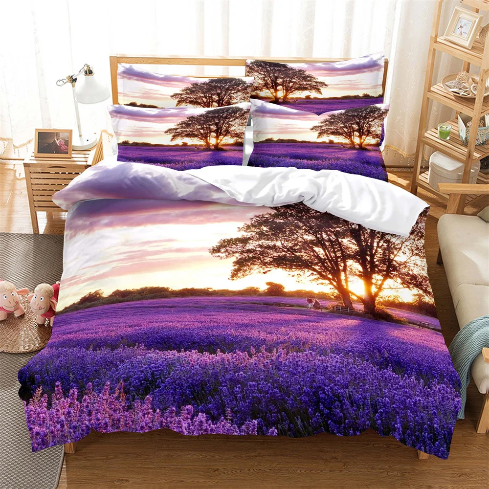 

Lavender Fashion Bedding Set 2/3pcs 3D Digital Printing Duvet Cover Sets 1 Quilt Cover + 1/2 Pillowcases US/EU/AU Size