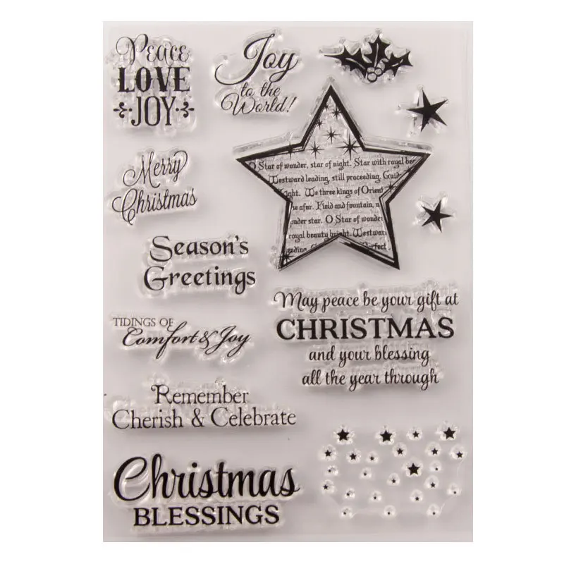 Merry рождественские штампы новые звезды blessding прозрачные резиновые печать штамп для изготовления карт DIY ручка скрапбук