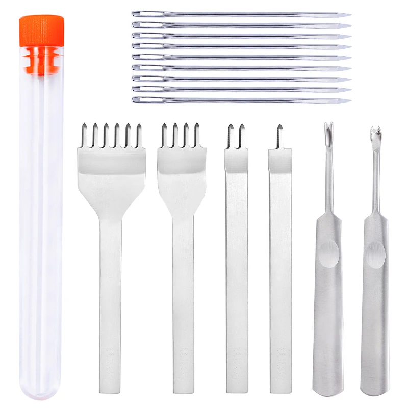LMDZ Leather Lacing Stitching Chisel Set U V Shaped Groover Skiving Edge Beveler with Large Eye Sewing Needles Tool | Дом и сад
