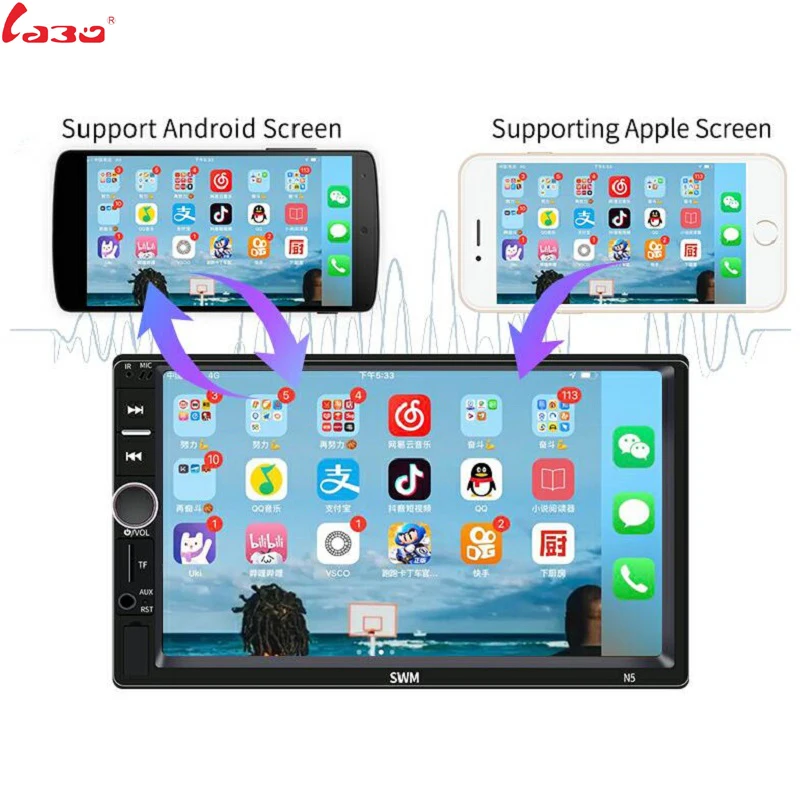 

Car Radio CarPlay CarLife Vehicle-mounted Bluetooth MP5 Player MP4 Plug-in Card USB Flash Drive MP3 Video Autoradio FM transmitt