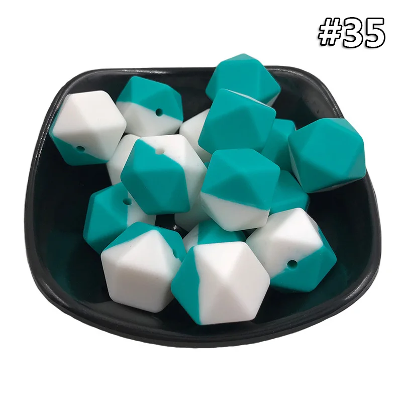 5PCS Beads 35 5 шт./компл. силиконовые шестигранные шарики 17 мм Силиконовые Шарики фитинг BPA бесплатно пищевого качества детские жевательные прорезыватели Прорезыватель Соска клип игрушка - Цвет: 5PCS Beads 35