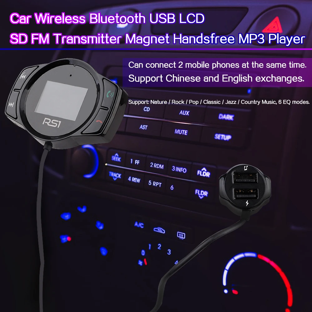Автомобильный комплект Bluetooth, fm-передатчик, беспроводной автомобильный модулятор AUX, Автомобильный MP3-плеер, громкая связь, двойной USB, автомобильное зарядное устройство для путешествий, зарядка
