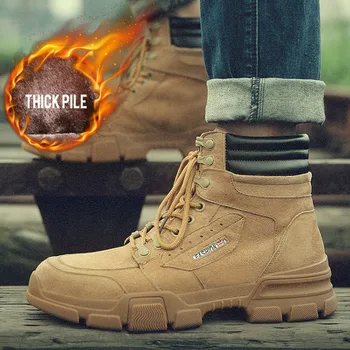 

OSCO Genuine Leather Men Boots Autumn Winter Ankle Boots Fashion Footwear Lace Up Shoes Men Business Casual High Top Men Shoes