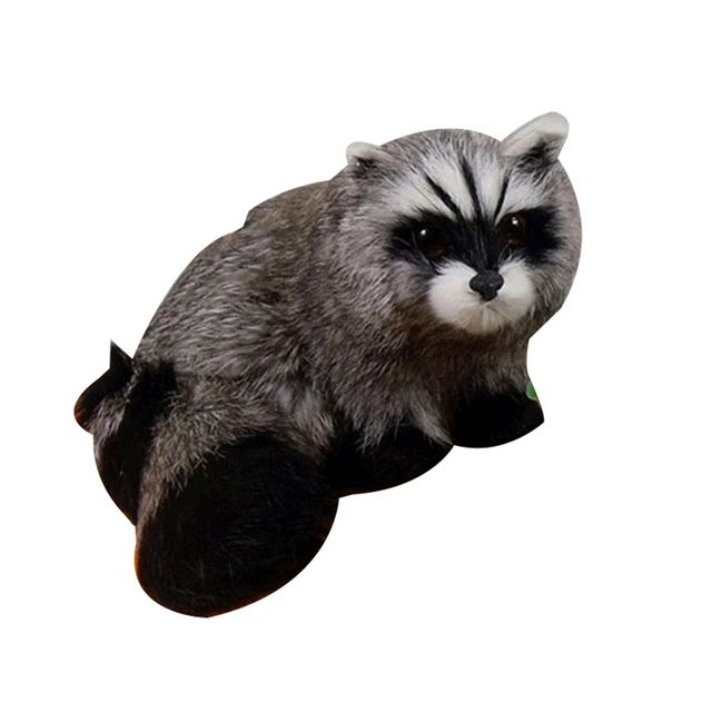 Simulation 3D Raccoon Furry Animal Model Toy Art Craft Desktop Decor Photo Props 6