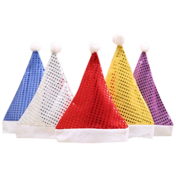 

20Pc Mix Christmas Sequin Hats,Merry Cristmas Santa Claus Soft Arvores Cap
