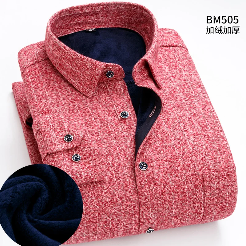 Горячая Распродажа плюс-размер 5XL 6XL 7XL 8XL Печать плед тайч Теплая мужская рубашка с пухом высокое качество Мягкая красная синяя одежда для зрелых - Цвет: BM505