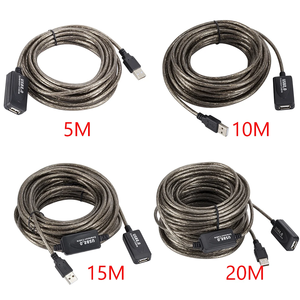 USB 2.0 Extension Cable - Male to Female Active Repeater for Wireless Network Card, 5/10/15/20m Description Image.