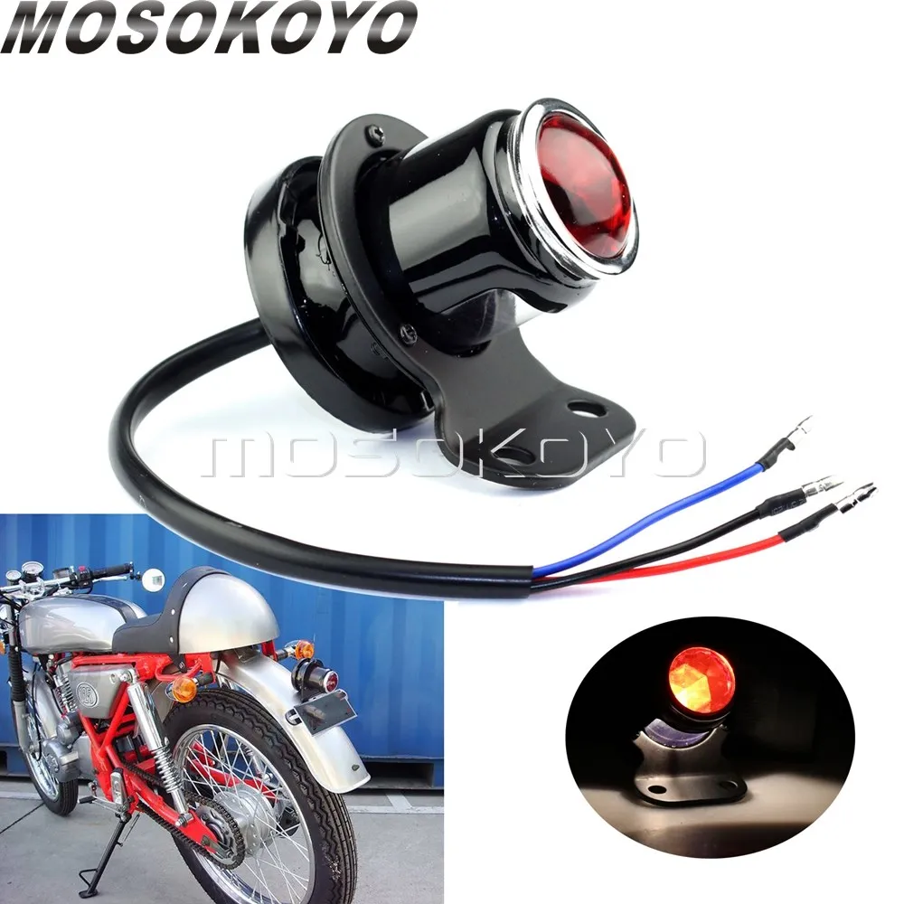 Универсальный Реплика Lucas задний фонарь 12v мотоциклы задние тормозные фонари w/Licnese пластина стоп-лампа для Кафе Racer Cruisers