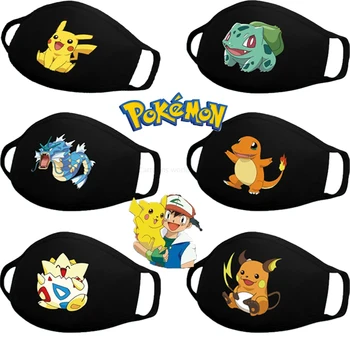 

TAKARA TOMY Pokemon Mask Black Breathable Pokemon Children Fashion Mask Anti Dust Face Mask for Face Children Pikachu Mask