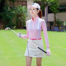 Женские рубашки для гольфа на осень и зиму, дышащие мягкие футболки для гольфа с длинными рукавами, спортивная одежда, тренировочная футболка D0851