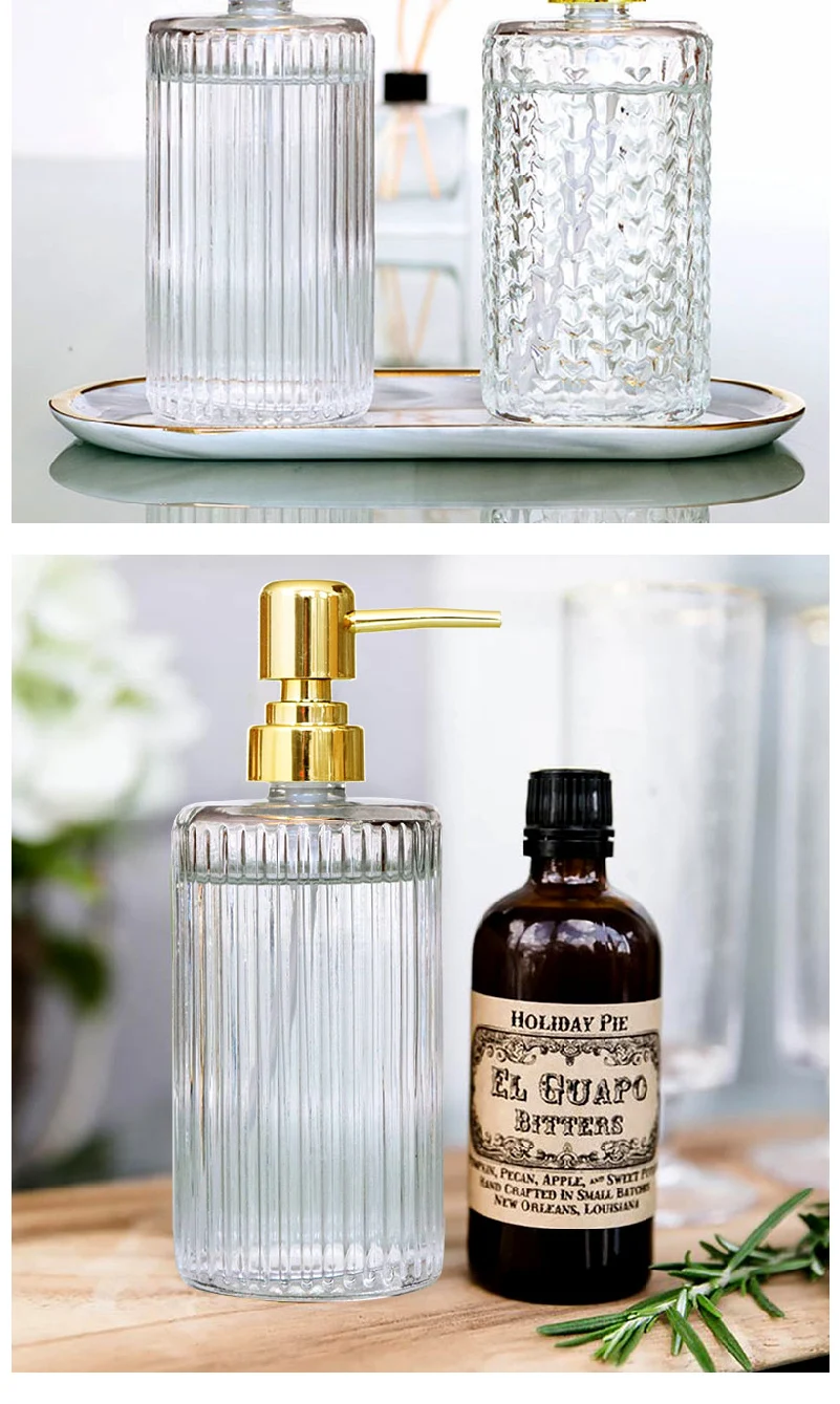 Glass Hand Sanitizer Bottle With Gold Pump For Bathroom Soap_voghion.com