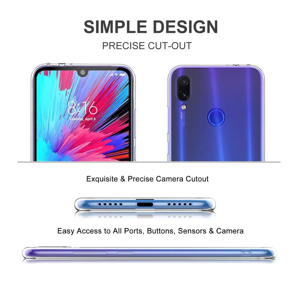 Чехол для Xiaomi Redmi Note 7 Pro 7S TPU силиконовый чистый мягкий чехол для Xiaomi Redmi 7 7A прозрачная задняя крышка