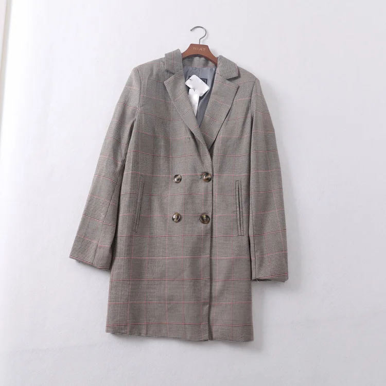 

Uu113 2019 Spring Clothing New Style Loose Straight British Style Medium Length Plaid Suit Jacket
