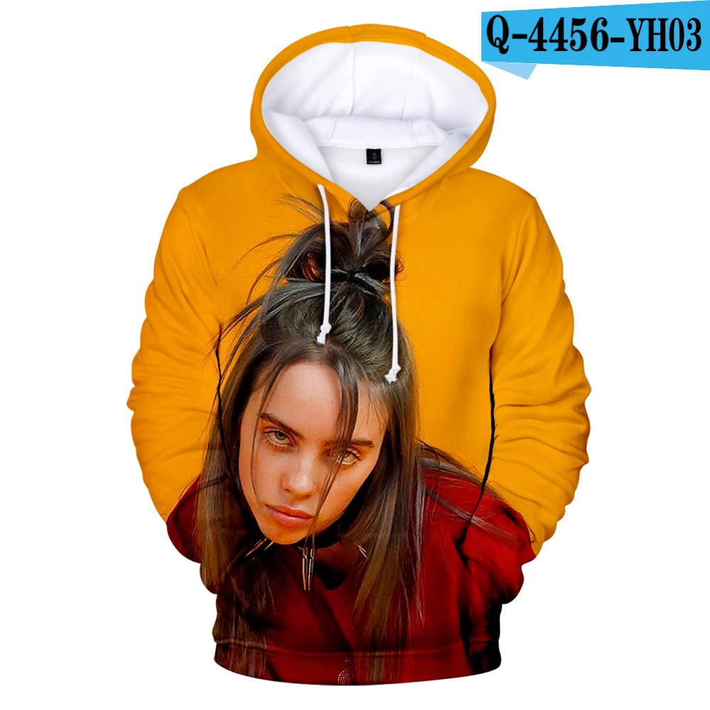 3D Американская певица Billie Eilish 3D Толстовка Повседневная Женская/Мужская Harajuku пуловер Толстовка Billie Eilish осень девушка 3D с капюшоном XXS-4XL - Цвет: 3D