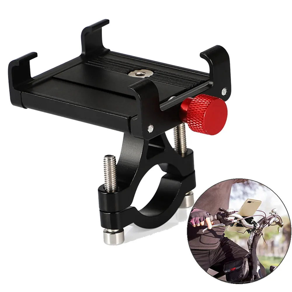 

Bicycle Mobile Phone Bracket Aluminum Alloy Cycling Phone Holder Riding Shockproof Fixed Navigation Phone Mount Rack Accessories