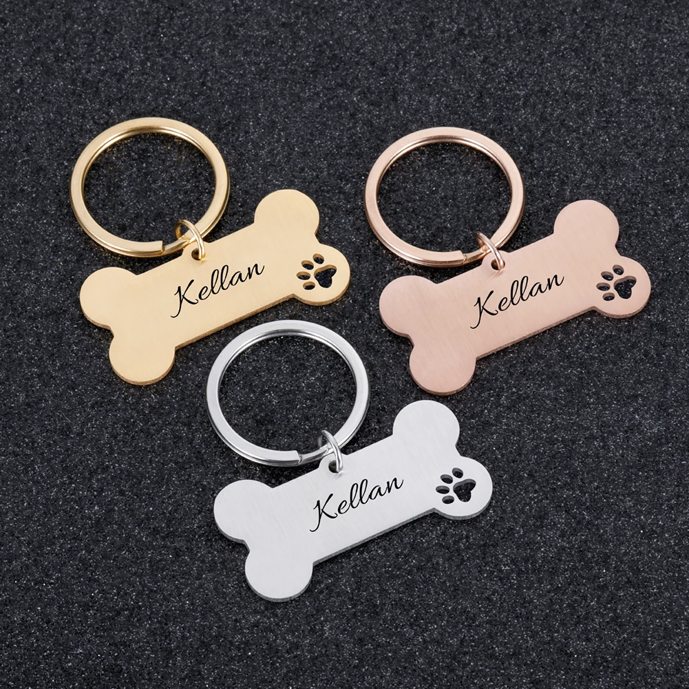 Keychain Keyring Pet-Accessories Engraved Dog-Collar Pet-Id-Name Personalized Anti-Lost