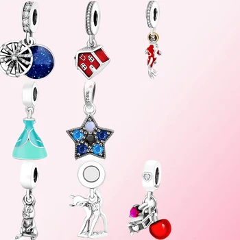 

2019 New 100% 925 Sterling Silver Classic Skirt Five-pointed Star Rabbit Deer Koi Heart-shaped Female Charm Free Shipping