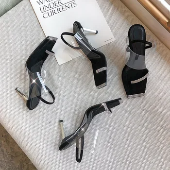 

Genuine Leather Sheepskin Thin Heeled Man-made Diamond Sandals Banquet WOMEN'S Shoes