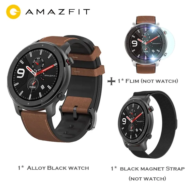Black addblackmegnet Глобальная версия Amazfit GTR smart watch 47 мм активно-матричные осид, Экран 24 дней работы от аккумулятора gps часы 50ATM водонепроницаемый плавательный черный Цвет - Цвет: Black addblackmegnet