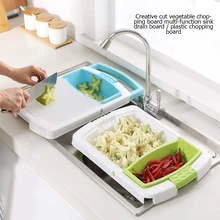Kitchen Chopping Blocks Multifunction Sinks Drain Basket Cutting Board Vegetable Meat Tools Kitchen Accessories Chopping Board square chopping board