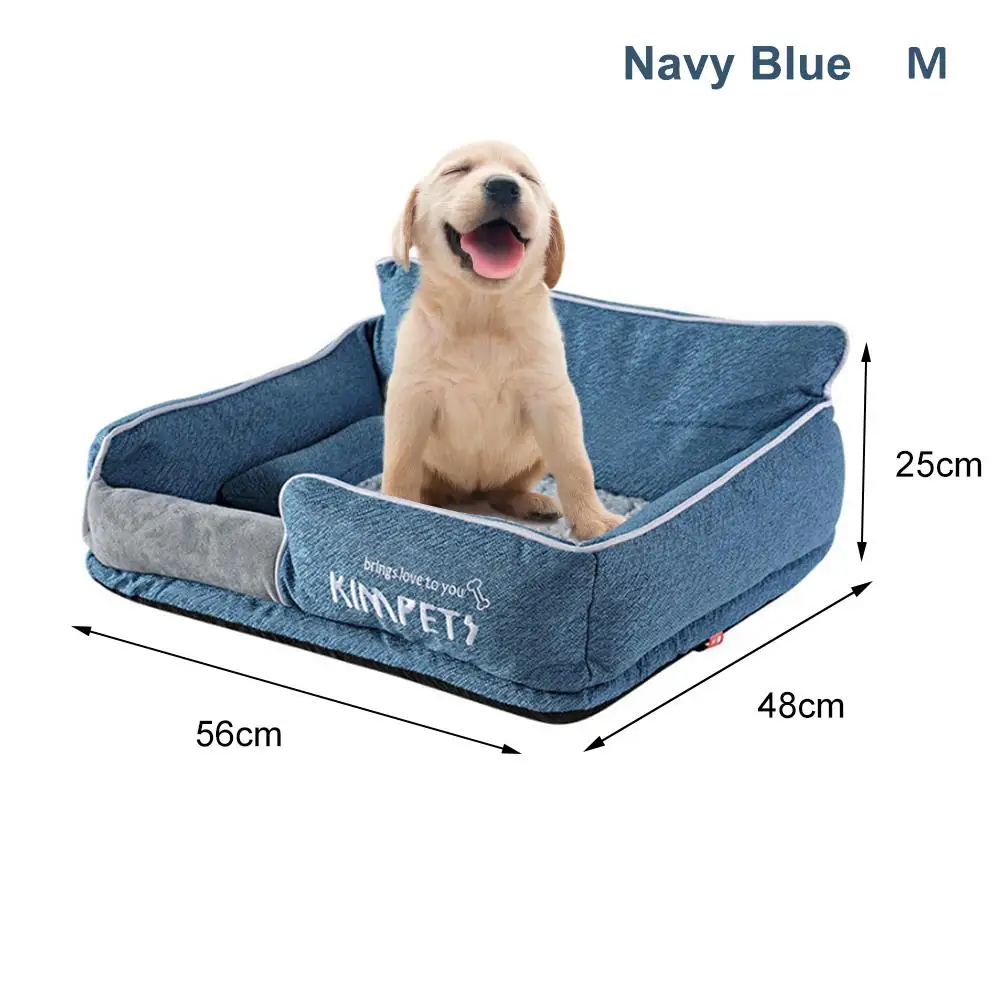 Dark Blue M Paw Pet Sofa Dog Cotton Bed Winter Warm Foam Pet Nest Fleece Warm Cat House For Cat Dog Yoga Cushion - Цвет: Dark Blue M