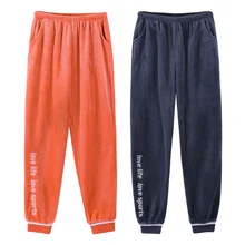 Женские Фланелевые штаны для сна с вышитыми буквами, с завязками на лодыжке, спортивные домашние модные корейские Зимние Женские Фланелевые штаны