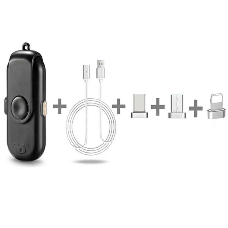 black 3 in 1 Зарядное устройство банк силы магнитное притяжение банк силы зарядное устройство для iPhone Android тип-c мобильных телефонов - Тип штекера: black 3 in 1