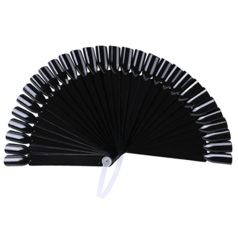 32 pcs of black Черный/белый/прозрачный накладные наконечники для ногтей дисплей бортовой вентилятор в форме акрилового УФ-Полировка цветная карта Маникюр для практики дизайна ногтей инструменты - Цвет: 32 pcs of black