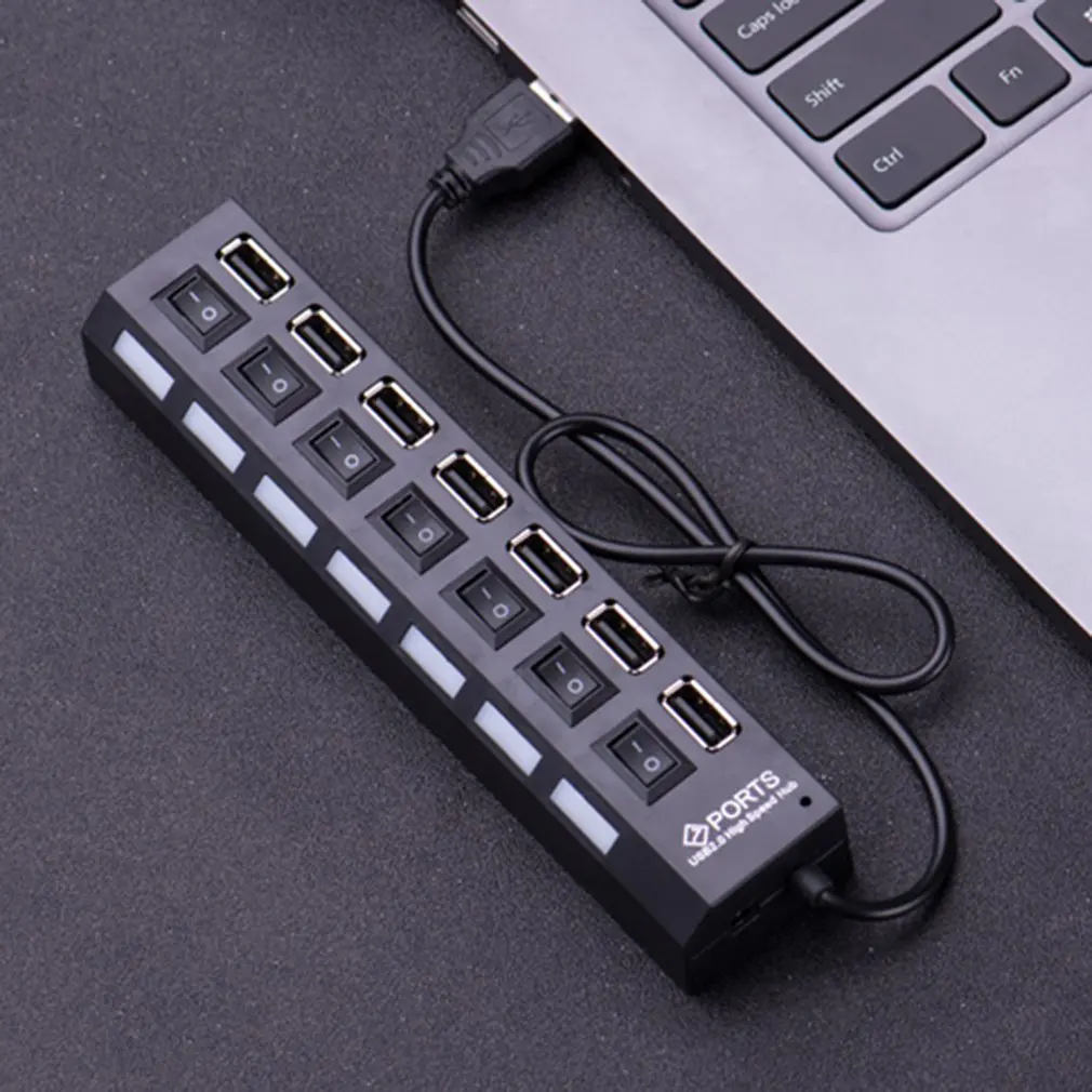 USB 3,0 концентратор 2,0 концентратор Мульти USB разветвитель 7 портов расширитель несколько USB 3 концентратор с адаптером питания USB3.0 концентратор с переключателем