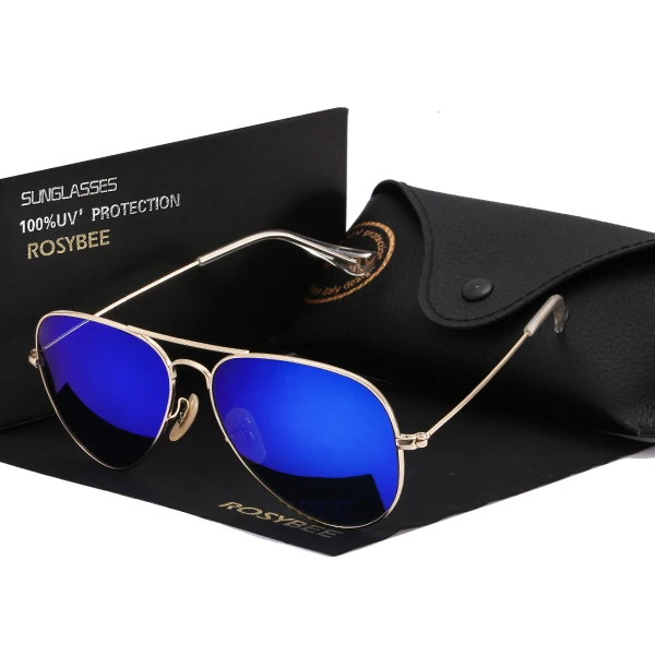 gold dark blue Высокое качество G15, стеклянные линзы для женщин и мужчин, солнцезащитные очки es uv400, авиационный бренд, Классические зеркальные Мужские очки в винтажном стиле, мужские солнцезащитные очки es - Цвет линз: gold dark blue